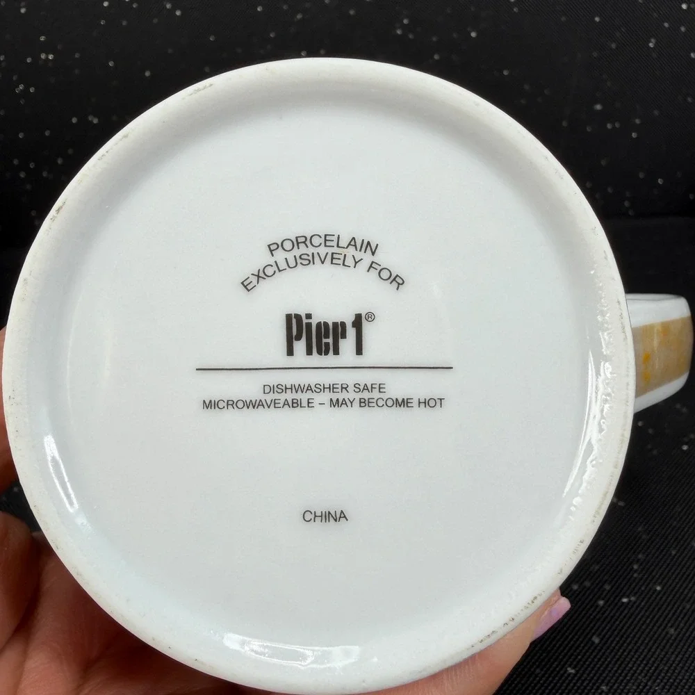 Pier 1 Porcelain Letter G Coffee Mug‎ Red Yellow Orange Monogram Initial Cup